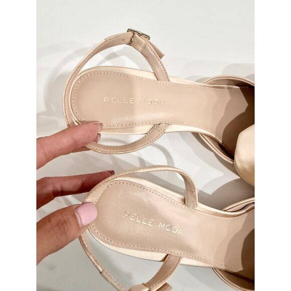 Pelle Moda Uzma Satin Floral Slingback Pump Heels Champagne Pink Women's Size 10 - Picture 6 of 7